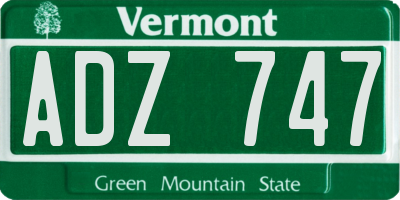 VT license plate ADZ747