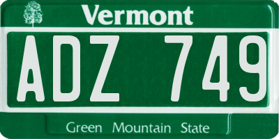 VT license plate ADZ749