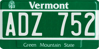 VT license plate ADZ752