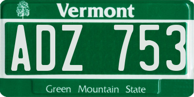 VT license plate ADZ753