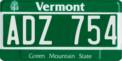 VT license plate ADZ754
