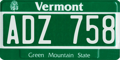 VT license plate ADZ758
