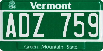 VT license plate ADZ759