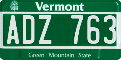 VT license plate ADZ763