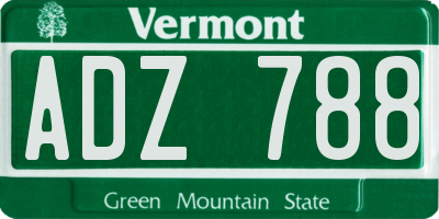 VT license plate ADZ788