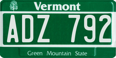 VT license plate ADZ792