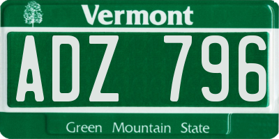 VT license plate ADZ796
