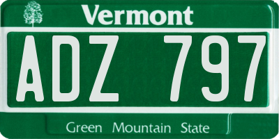 VT license plate ADZ797