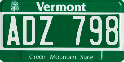 VT license plate ADZ798