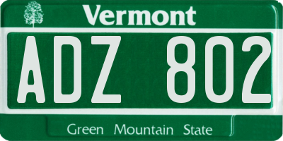 VT license plate ADZ802
