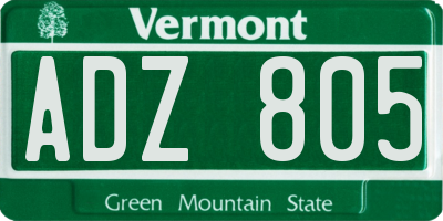 VT license plate ADZ805
