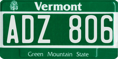 VT license plate ADZ806