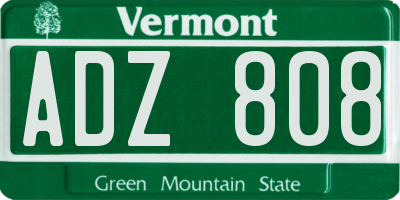 VT license plate ADZ808
