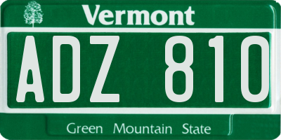 VT license plate ADZ810