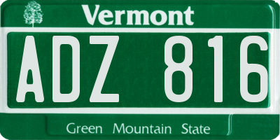 VT license plate ADZ816