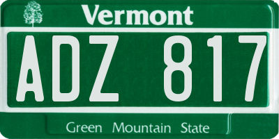 VT license plate ADZ817