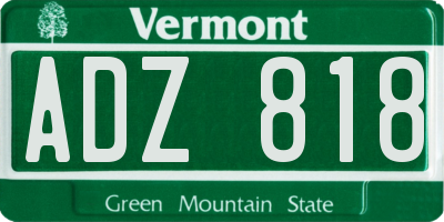 VT license plate ADZ818