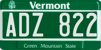 VT license plate ADZ822