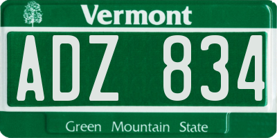 VT license plate ADZ834