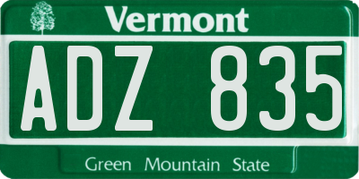 VT license plate ADZ835