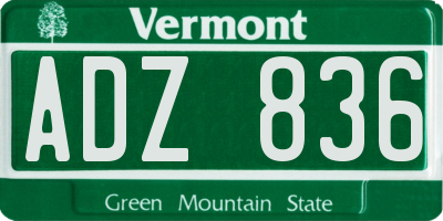 VT license plate ADZ836