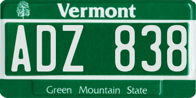 VT license plate ADZ838