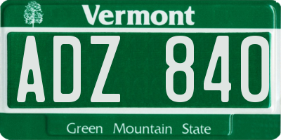 VT license plate ADZ840