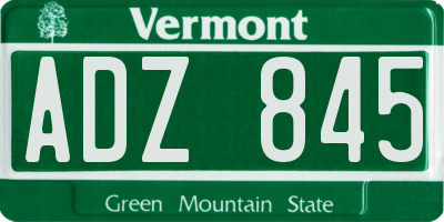 VT license plate ADZ845