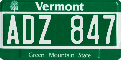 VT license plate ADZ847
