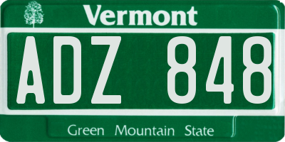 VT license plate ADZ848