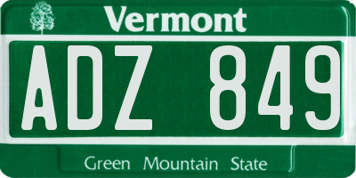 VT license plate ADZ849