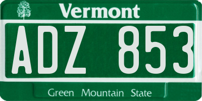 VT license plate ADZ853