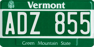 VT license plate ADZ855