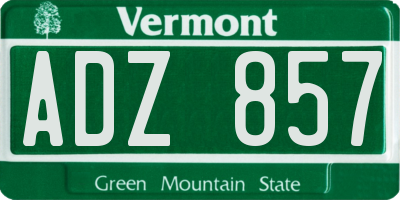 VT license plate ADZ857