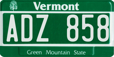 VT license plate ADZ858