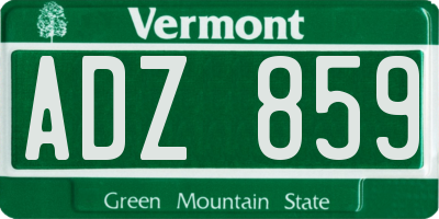 VT license plate ADZ859