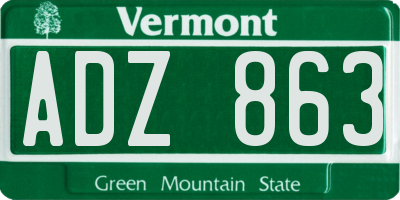 VT license plate ADZ863