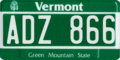 VT license plate ADZ866