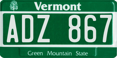 VT license plate ADZ867