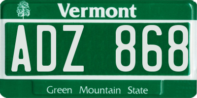 VT license plate ADZ868