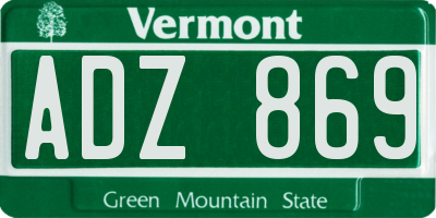 VT license plate ADZ869