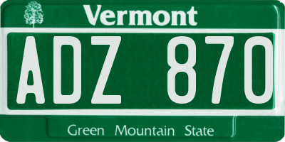 VT license plate ADZ870