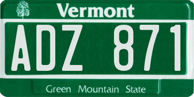 VT license plate ADZ871