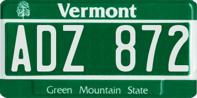 VT license plate ADZ872