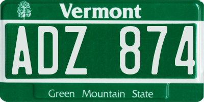 VT license plate ADZ874