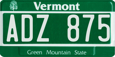 VT license plate ADZ875