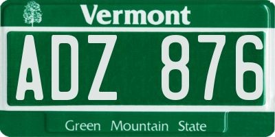 VT license plate ADZ876