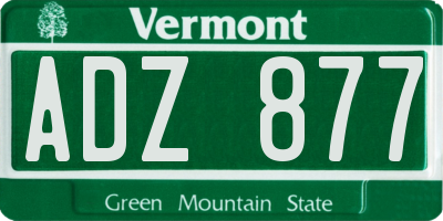 VT license plate ADZ877