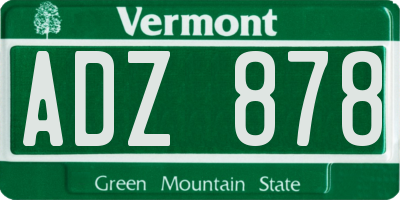 VT license plate ADZ878