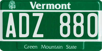 VT license plate ADZ880